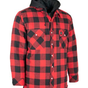 Forcefield Red Buffalo Hooded Plaid Quilt-Lined Flannel Shirt Jacket