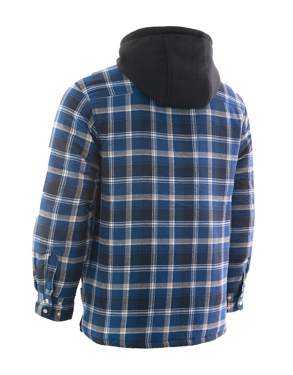 Forcefield Blue Hooded Plaid Quilt-Lined Flannel Shirt Jacket - Image 3