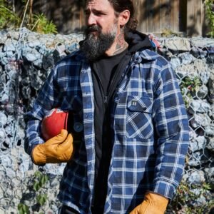 Forcefield Blue Hooded Plaid Quilt-Lined Flannel Shirt Jacket