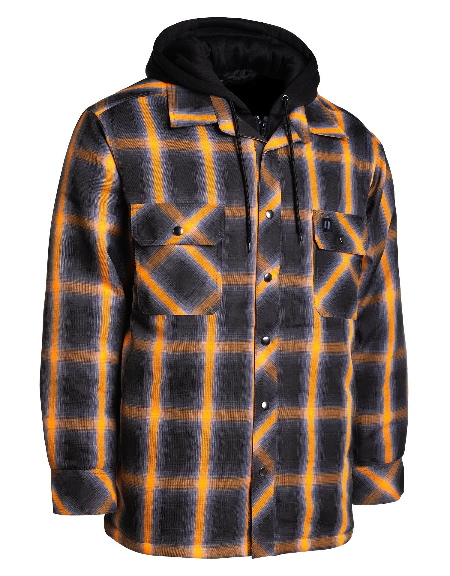 Forcefield Orange Ombre Plaid Hooded Quilt-lined Shirt Jacket - Image 2