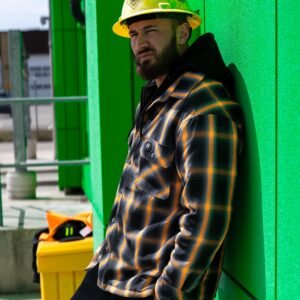 Forcefield Orange Ombre Plaid Hooded Quilt-lined Shirt Jacket