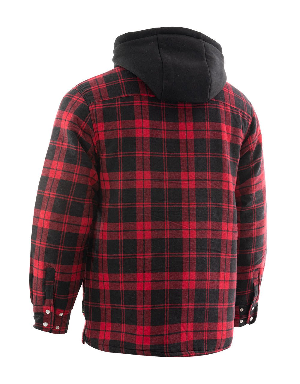 Forcefield Red Hooded Plaid Quilt-Lined Flannel Shirt Jacket - Image 2
