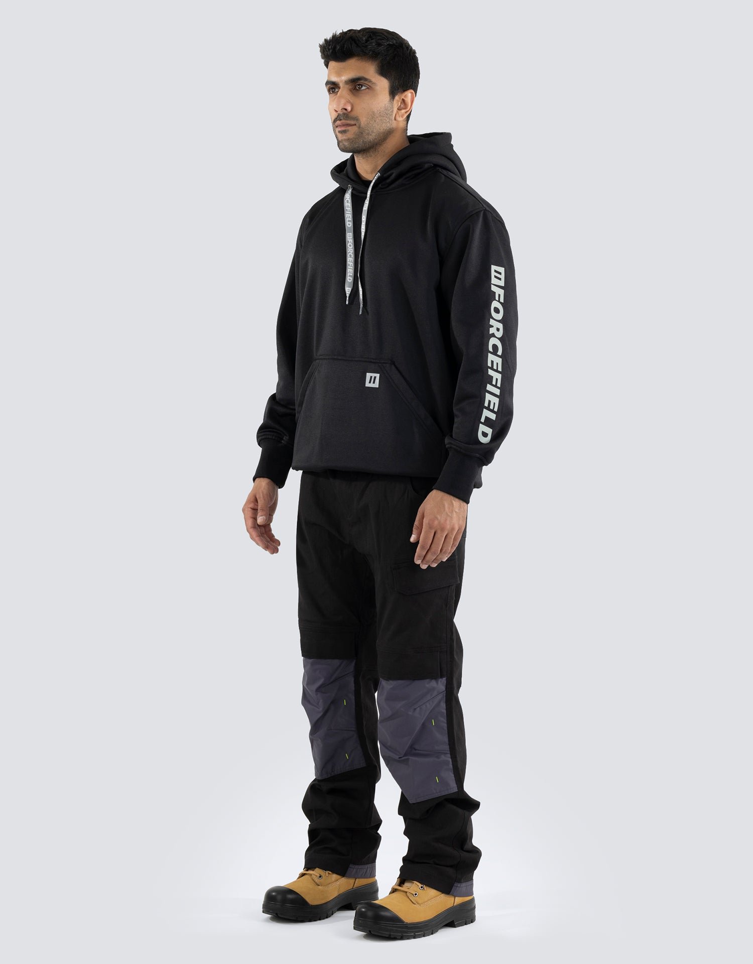 Forcefield Black Pullover Forcefield Logo Sleeve Graphic Hoodie - Image 4