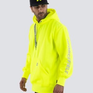 Forcefield Hi Vis Lime Pullover Forcefield Logo Sleeve Graphic Hoodie