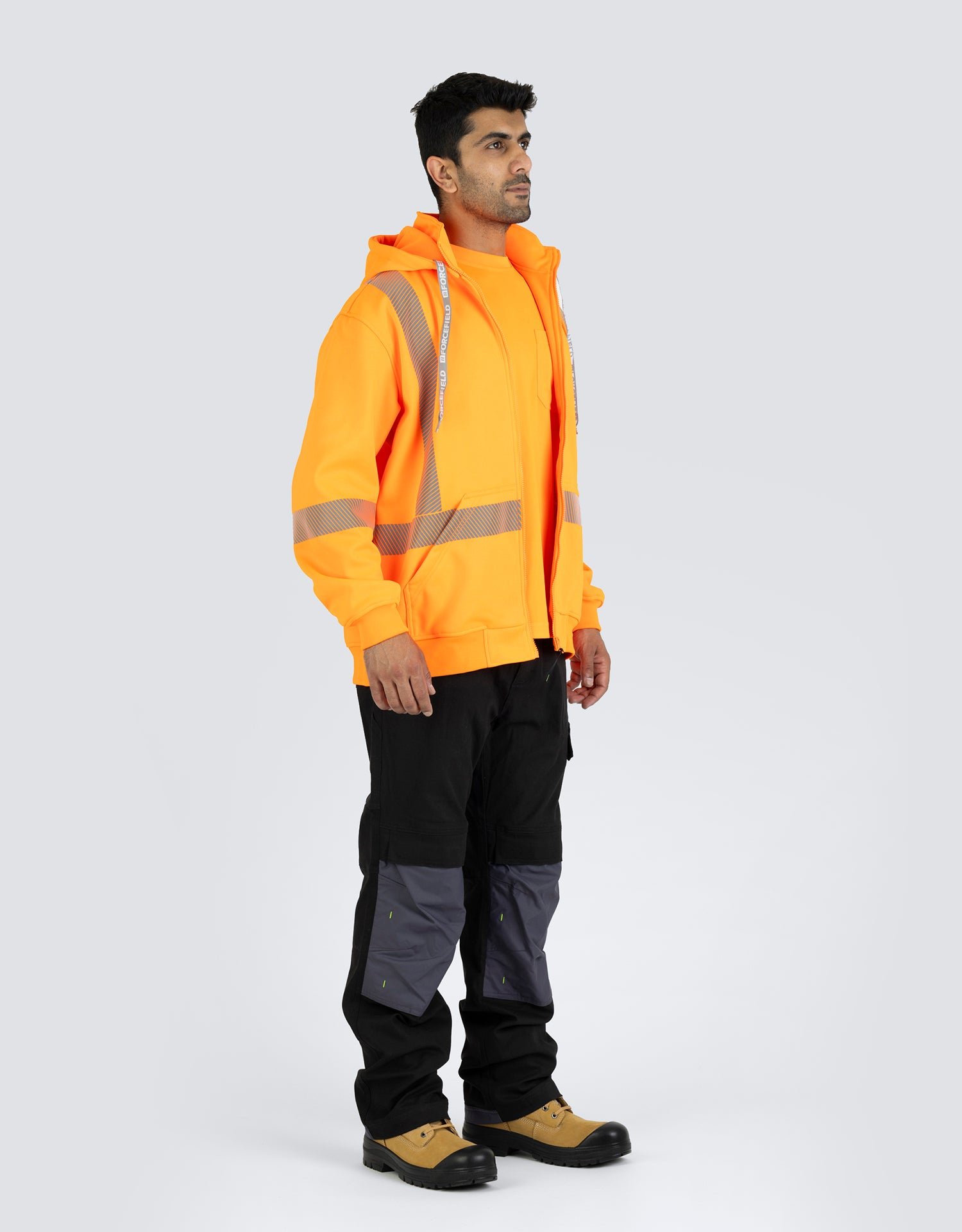 Forcefield Hi Vis Safety Hoodie with Segmented Reflective Tape and Detachable Hood - Image 7