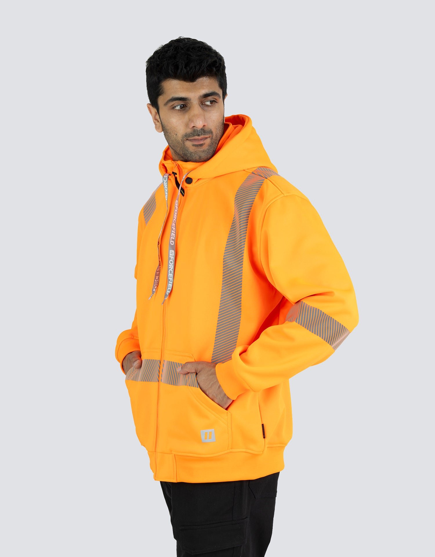 Forcefield Hi Vis Safety Hoodie with Segmented Reflective Tape and Detachable Hood - Image 3