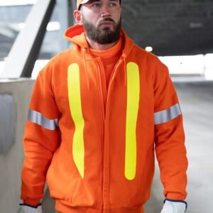 Forcefield Retro Safety Cotton Hoodie With Reflective Arm Striping