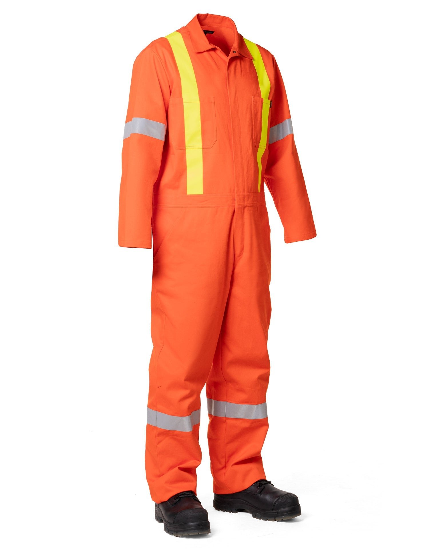 Forcefield Retro Hi-Vis Safety Unlined Cotton Coverall with Reflective Striping