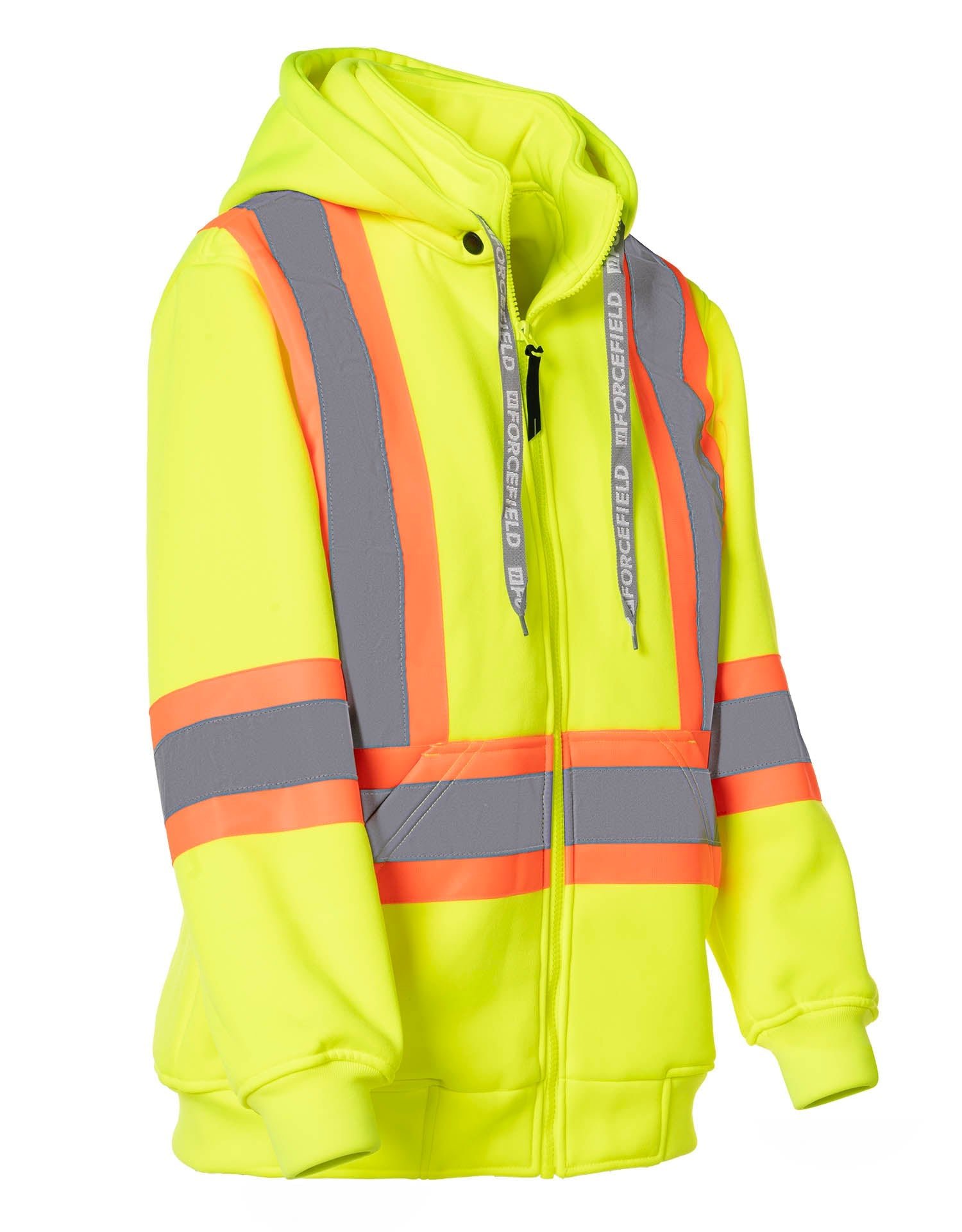 Forcefield Women's Hi Vis Lime Safety Hoodie with Detachable Hood
