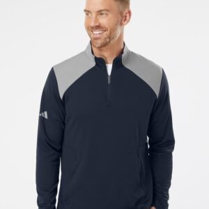 Adidas Men's Textured Mixed Media Quarter-Zip Pullover - A532