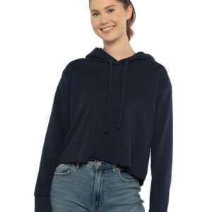 Next Level - Women's Laguna Sueded Raw Edge Crop Hoodie Sweatshirt - 9384