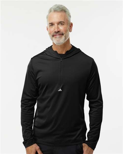 Adidas Men's Lightweight Quarter-Zip Hooded Pullover - A596 - Image 6
