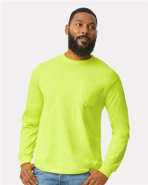 Gildan Unisex Ultra Cotton® Long Sleeve Pocket T-Shirt - 2410 - Image 3