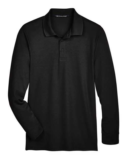 Devon & Jones - Men's CrownLux Performance® Plaited Long Sleeve Polo - DG20L - Image 2