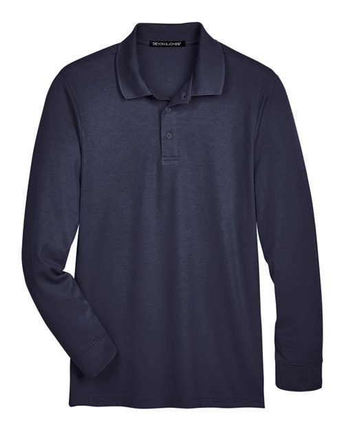 Devon & Jones - Men's CrownLux Performance® Plaited Long Sleeve Polo - DG20L - Image 8