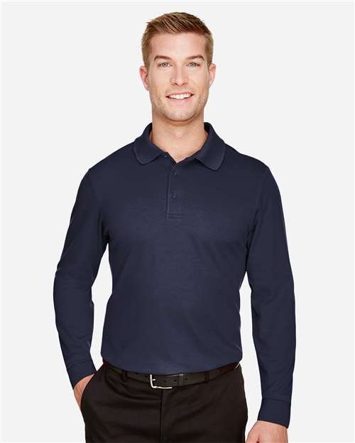 Devon & Jones - Men's CrownLux Performance® Plaited Long Sleeve Polo - DG20L - Image 10