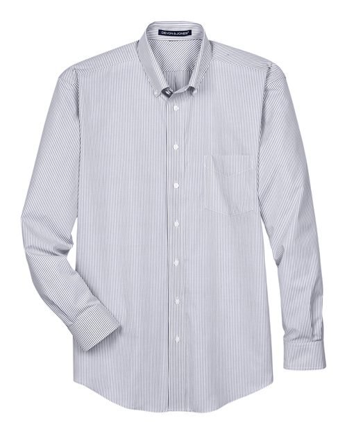 Devon & Jones - Men's Crown Collection® Banker Stripe Woven Dress Shirt - D645 - Image 8