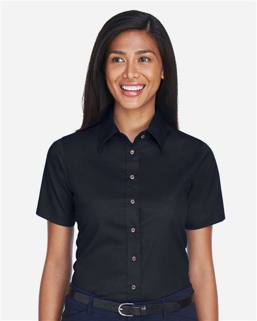 Harriton Women's Easy Blend™ Short Sleeve Twill Dress Shirt with Stain-Release - M500SW - Image 5