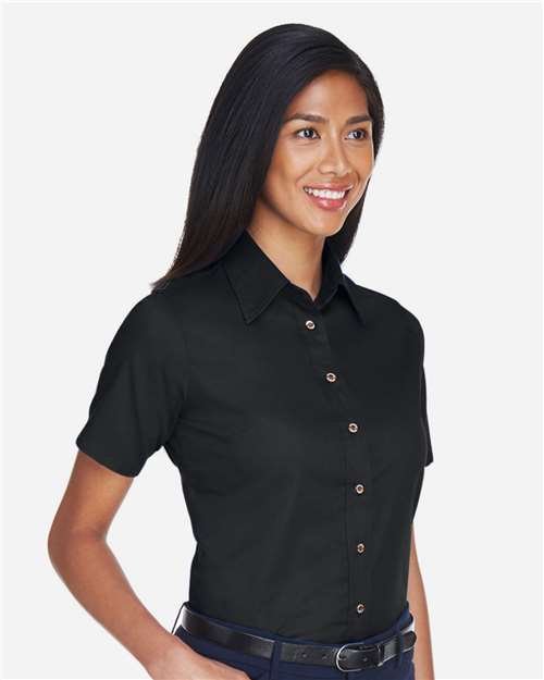 Harriton Women's Easy Blend™ Short Sleeve Twill Dress Shirt with Stain-Release - M500SW - Image 7