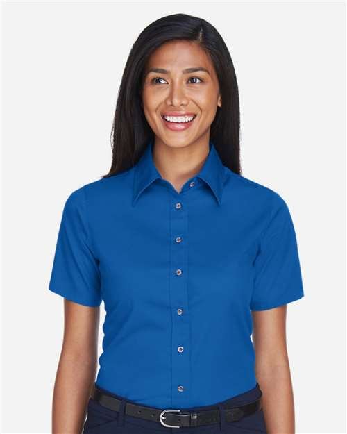 Harriton Women's Easy Blend™ Short Sleeve Twill Dress Shirt with Stain-Release - M500SW - Image 10
