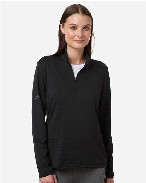 Adidas Women's Textured Stripe Quarter-Zip Pullover - A709 - Image 6