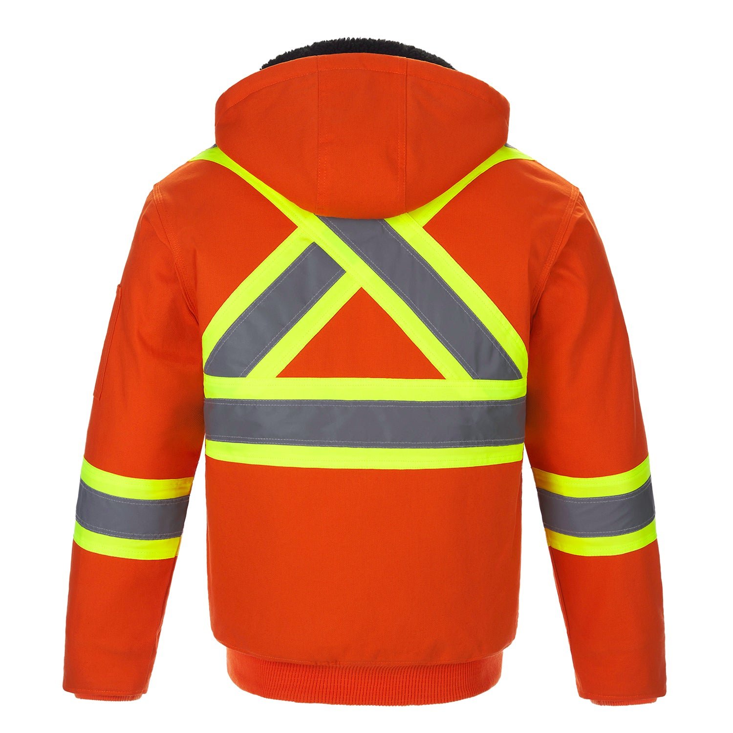 L01290 - International - Cotton Canvas Hi-Vis Bomber Jacket with Detachable Hood - Image 4