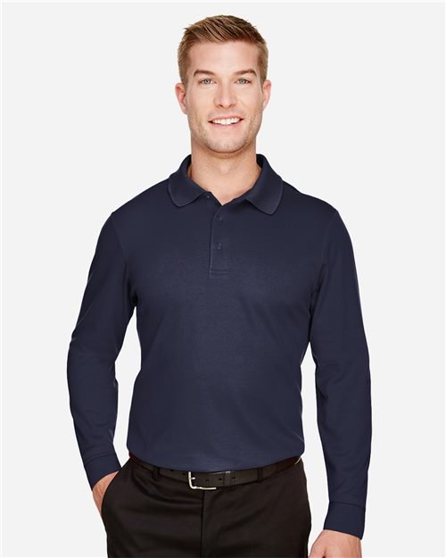 Devon & Jones - Men's CrownLux Performance® Plaited Long Sleeve Polo - DG20L - Image 3