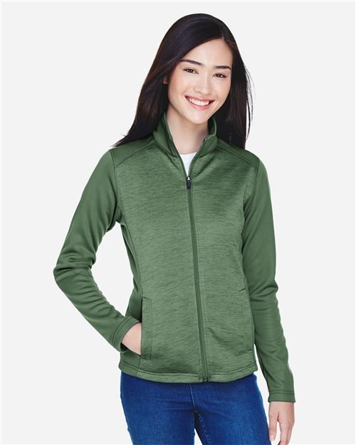 Devon & Jones Women's Newbury Colorblock Mélange Fleece Full-Zip Jacket - DG796W - Image 3
