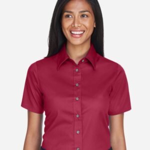 Harriton Women's Easy Blend™ Short Sleeve Twill Dress Shirt with Stain-Release - M500SW
