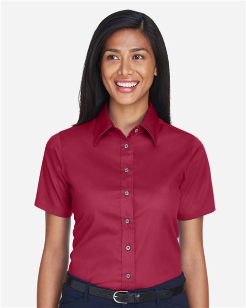 Harriton Women's Easy Blend™ Short Sleeve Twill Dress Shirt with Stain-Release - M500SW - Image 3