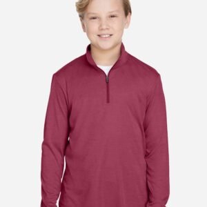 Team 365 Youth Zone Sonic Heather Performance Quarter-Zip Pullover - TT31HY
