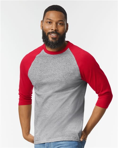 Gildan Unisex Heavy Cotton™ Raglan Three-Quarter Sleeve T-Shirt - 5700 - Image 3
