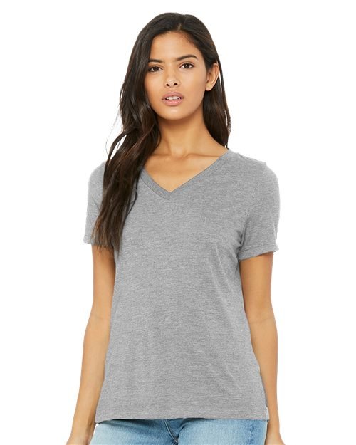 BELLA + CANVAS - Women's Relaxed Heather CVC V-Neck Tee - 6405CVC - Image 3