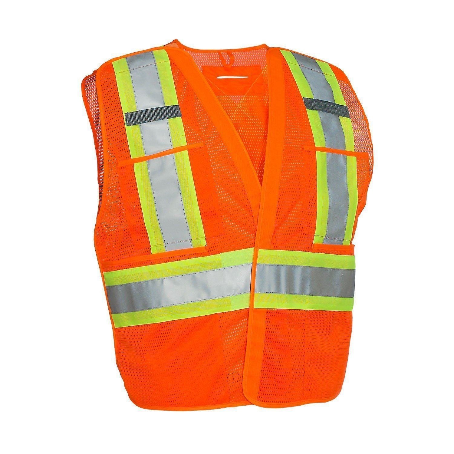 Forcefield 5-Point Tear-away Hi Vis Mesh Traffic Safety Vest, 3 Sizes