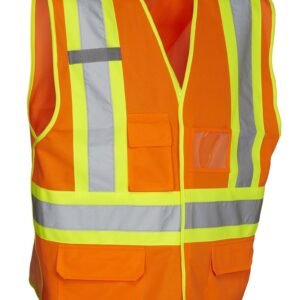 Forcefield 5-Point Tear-Away Hi Vis Traffic Safety Vest, Tricot Polyester, 3 Sizes