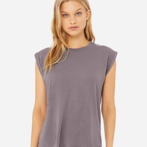 BELLA + CANVAS - Women’s Flowy Rolled Cuffs Muscle Tee - 8804