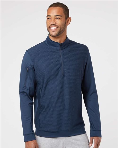 Adidas Men's Textured Quarter-Zip Pullover - A295 - Image 3