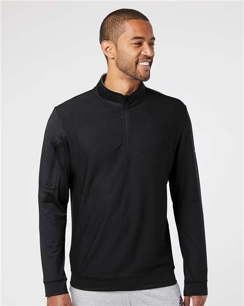 Adidas Men's Textured Quarter-Zip Pullover - A295 - Image 6