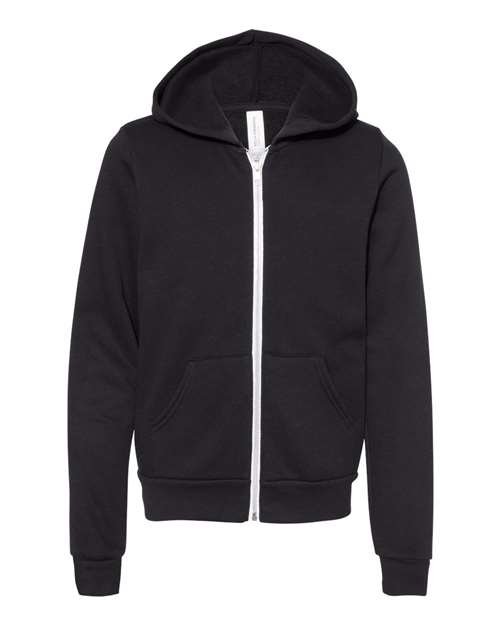 BELLA + CANVAS Youth Sponge Fleece Full-Zip Hoodie Sweatshirt - 3739Y - Image 2