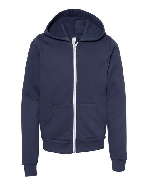 BELLA + CANVAS Youth Sponge Fleece Full-Zip Hoodie Sweatshirt - 3739Y - Image 6