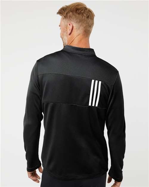 Adidas - Men's 3-Stripes Double-Knit Quarter-Zip Pullover - A482 - Image 7