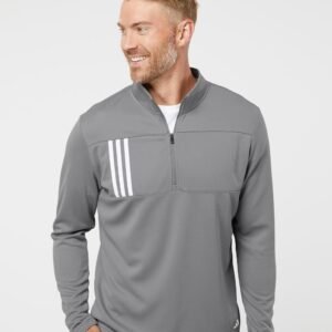 Adidas Men's 3-Stripes Double-Knit Quarter-Zip Pullover - A482