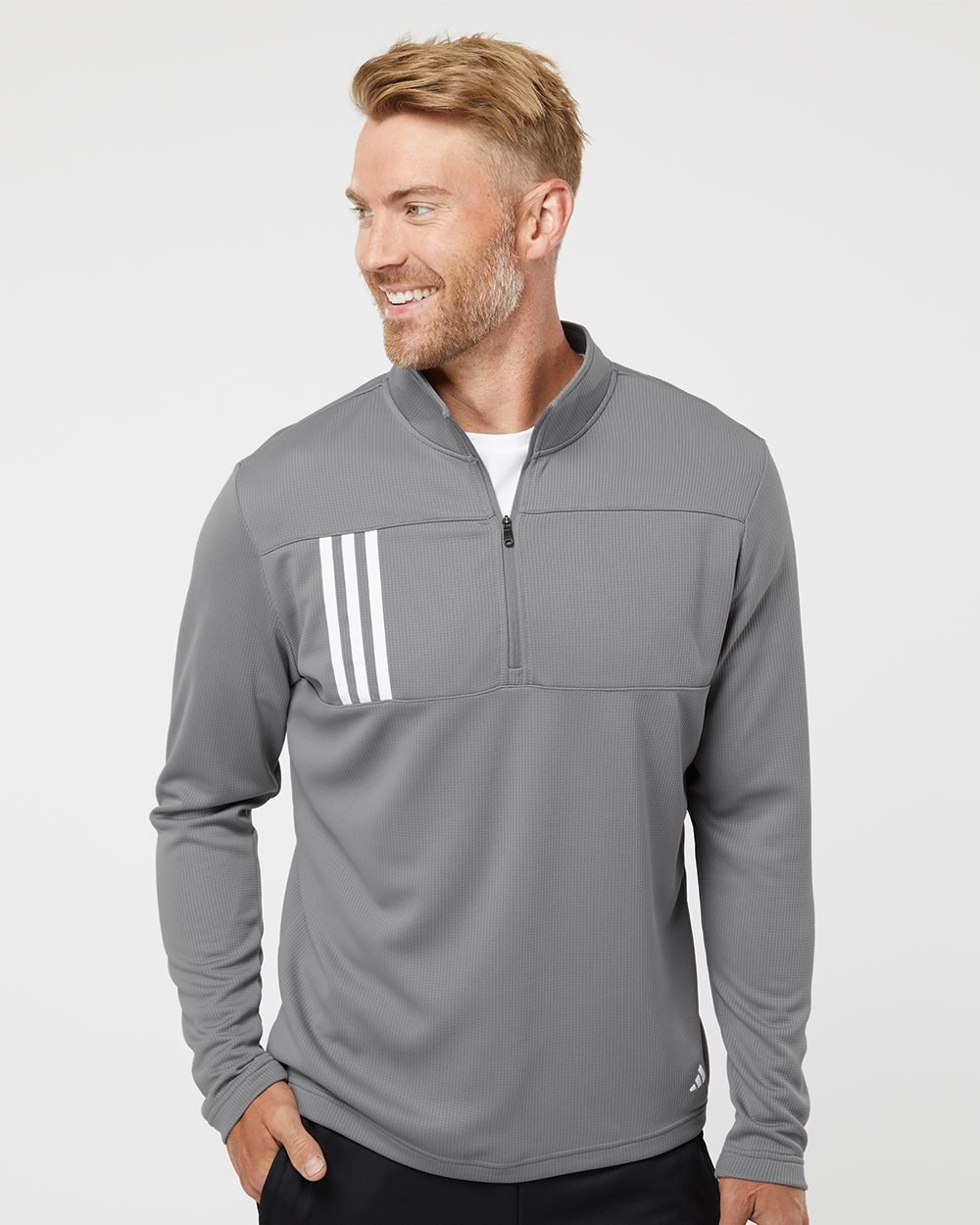 Adidas - Men's 3-Stripes Double-Knit Quarter-Zip Pullover - A482
