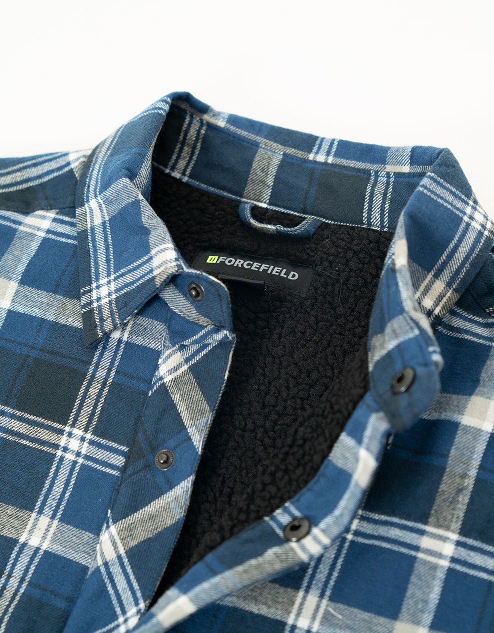 Forcefield Blue Plaid Sherpa-Lined Flannel Shirt Jacket - Image 2