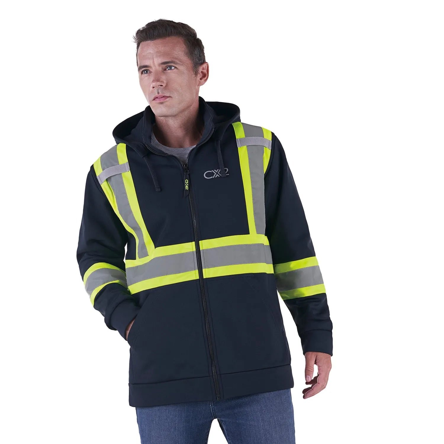 L01380 - Infinity - Hi-Vis Full Zip Hooded Sweatshirt w/ Detachable Hood - Image 2