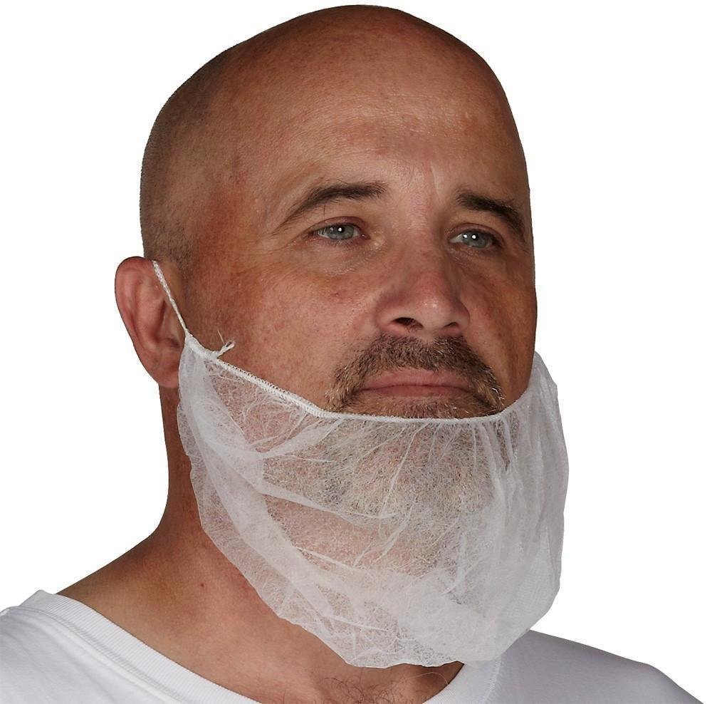 Forcefield Beard Guard, White Polypropylene, 100 per bag