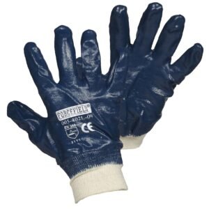 Forcefield Blue Nitrile Fully Coated Work Gloves with Knitwrist
