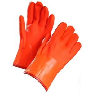 Forcefield Chemical Resistant Gloves, Orange PVC Coated, 12" Gauntlet Cuff