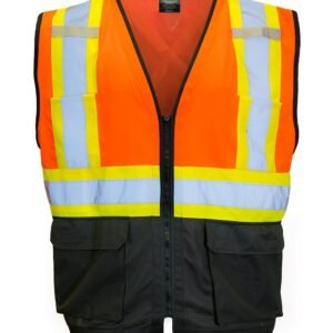 Forcefield Custom Printed Hi Vis Traffic Safety Vest with Zipper Front, Tricot Polyester