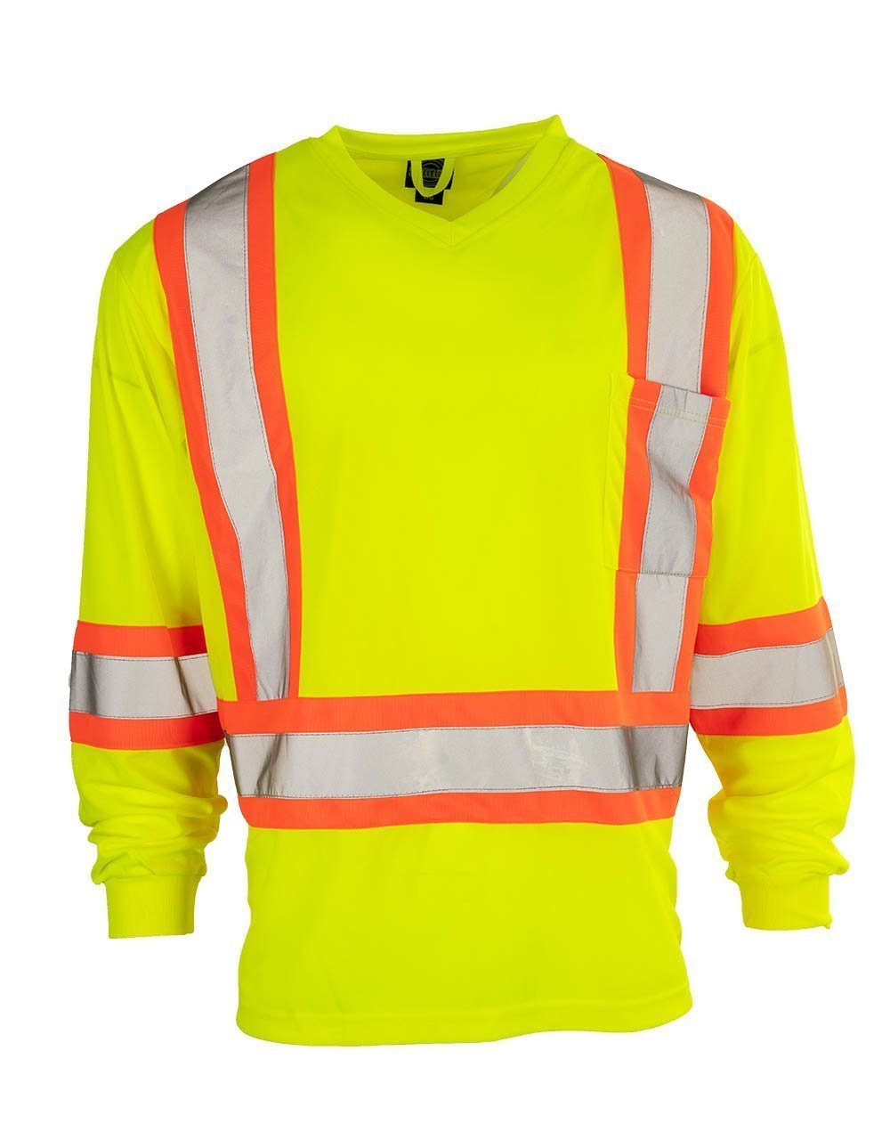 Forcefield Custom Printed Hi Vis V-Neck Long Sleeve Safety Tee - Image 5